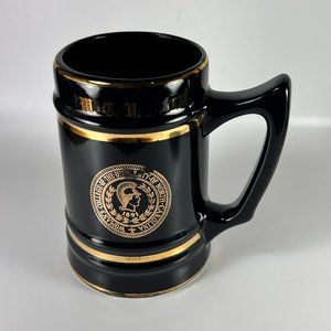 Vtg Woman's College Of NC Beer Stein Mug Ceramic Black Gold Bunting Co Ohio